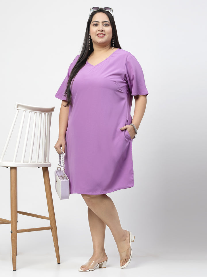 Plus Size V-Neck A-Line Dress