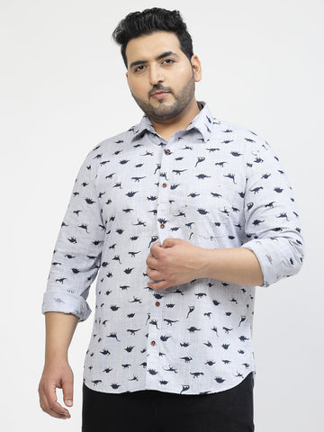 Plus Size Conversational Printed Casual Shirt