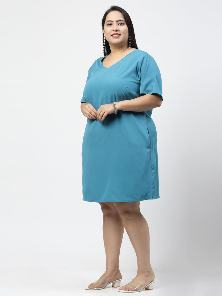 Plus Size V-Neck A-Line Dress