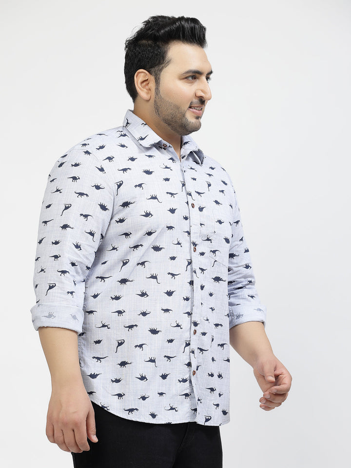 Plus Size Conversational Printed Casual Shirt