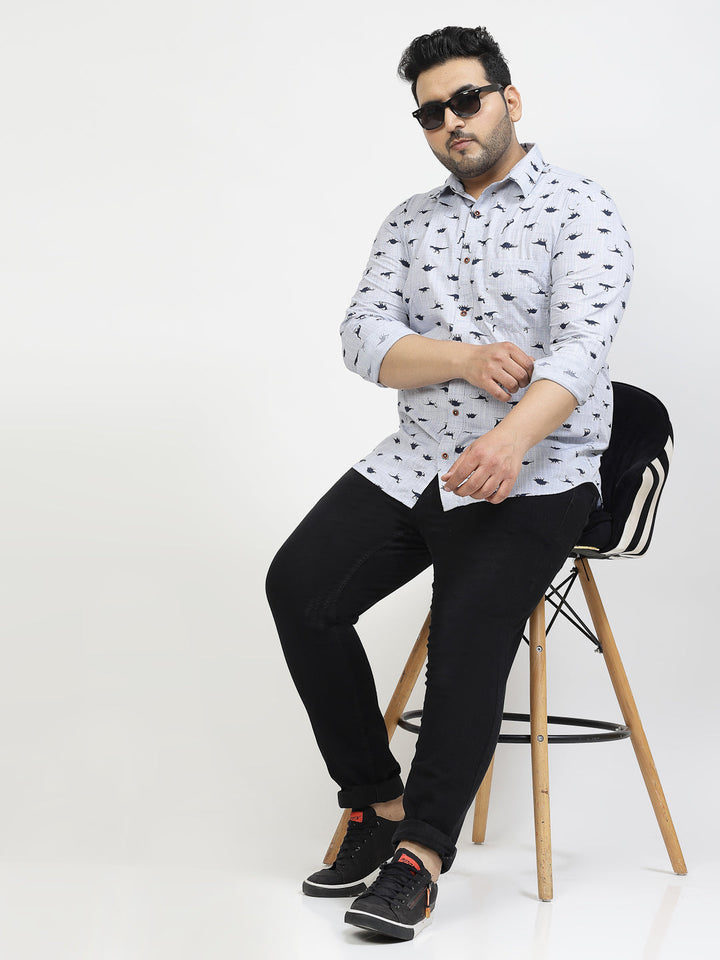 Plus Size Conversational Printed Casual Shirt