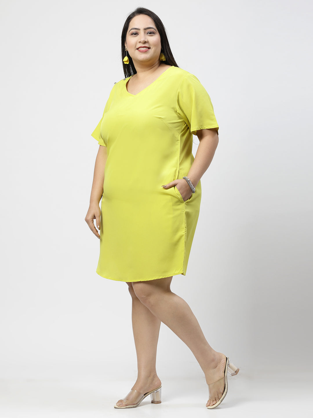 Plus Size V-Neck A-Line Dress