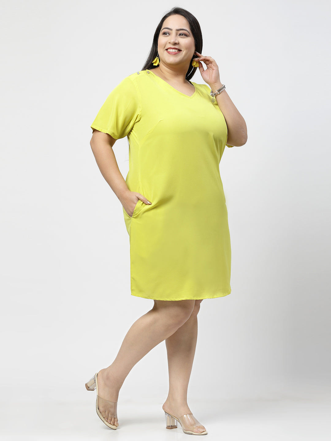 Plus Size V-Neck A-Line Dress