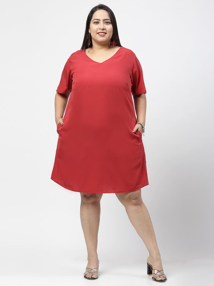 Plus Size V-Neck A-Line Dress