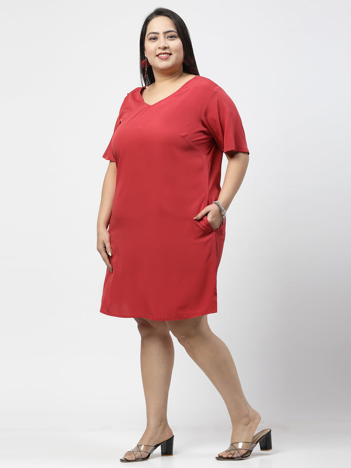 Plus Size V-Neck A-Line Dress