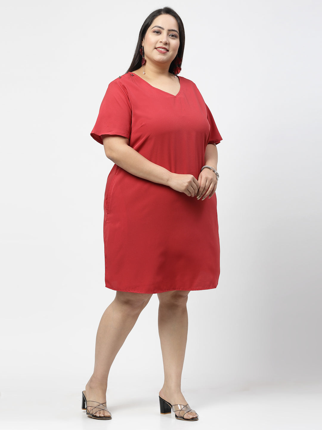 Plus Size V-Neck A-Line Dress