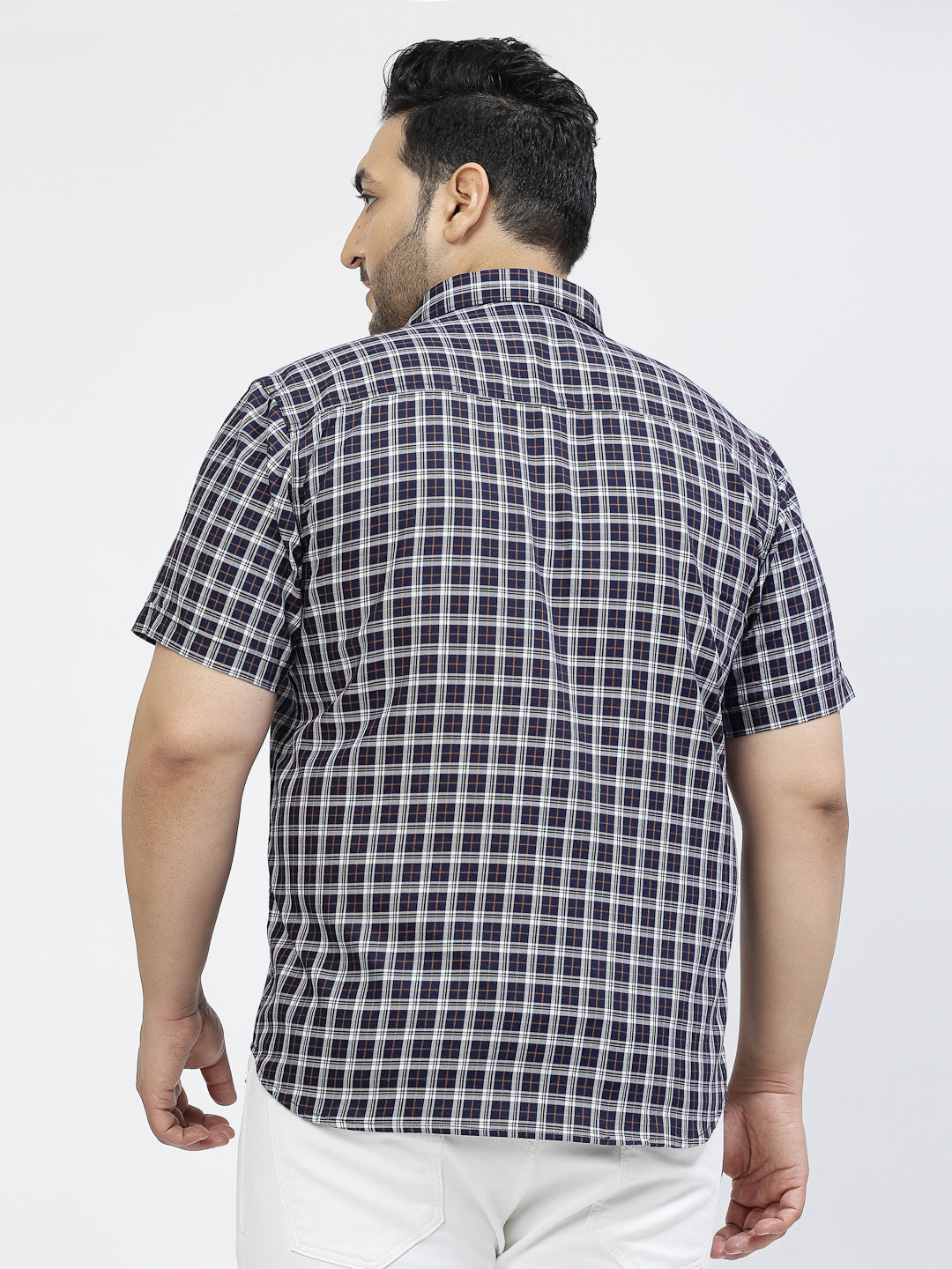 Blue Cotton Checked Casual Shirt