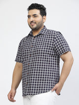 Blue Cotton Checked Casual Shirt