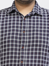 Blue Cotton Checked Casual Shirt