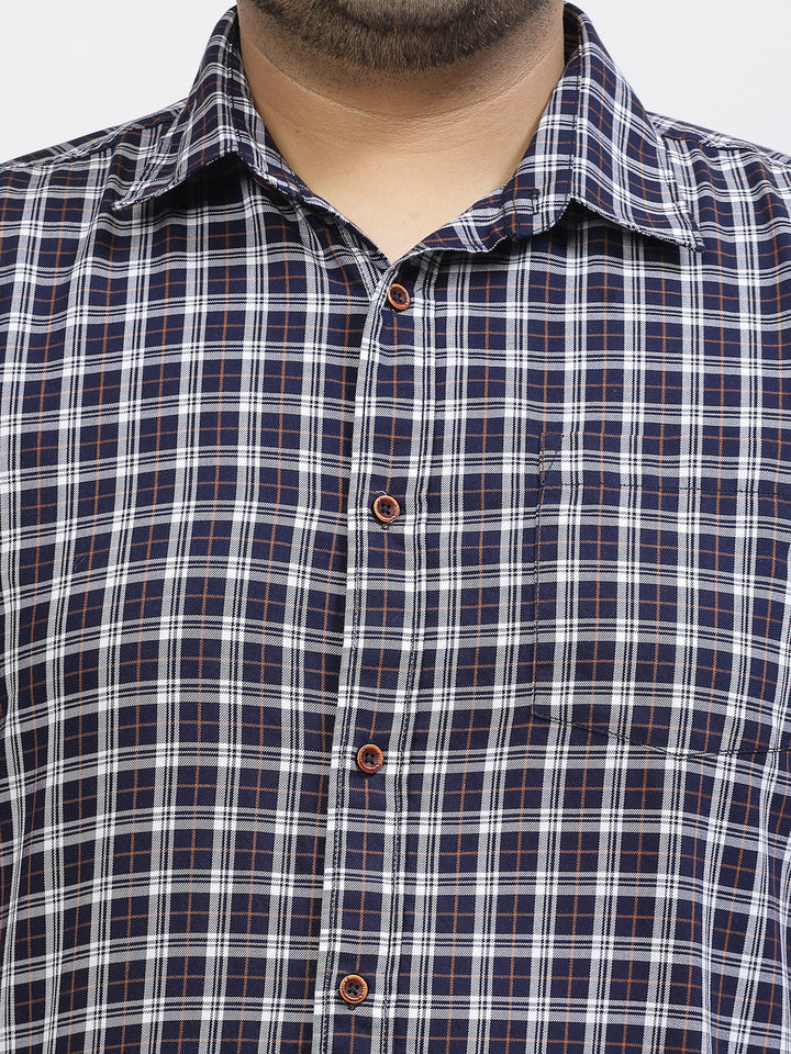 Blue Cotton Checked Casual Shirt