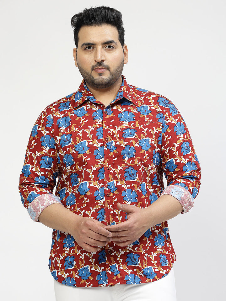 Plus Size Floral Printed Casual Shirt