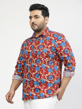 Plus Size Floral Printed Casual Shirt