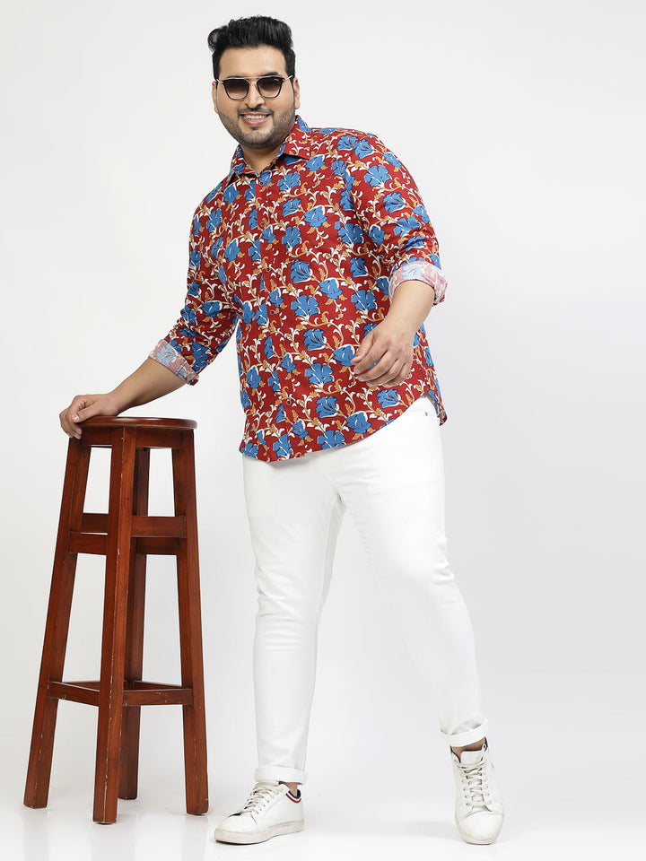 Plus Size Floral Printed Casual Shirt