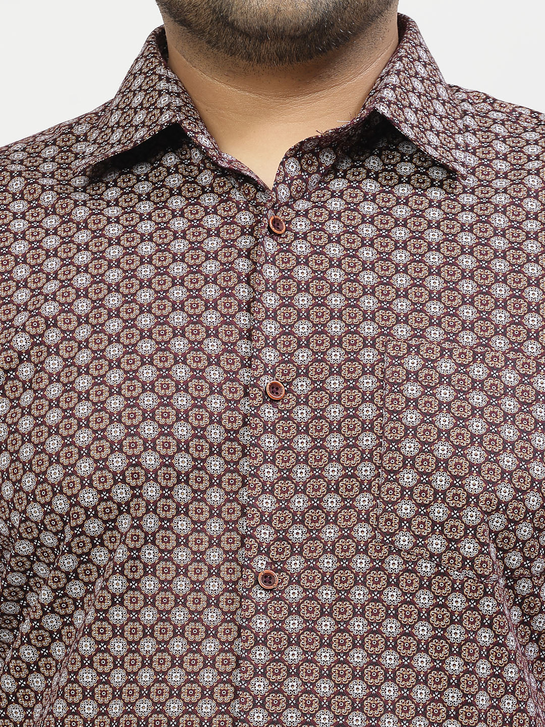 Geometric Printed Spread Collar Cotton Shirt