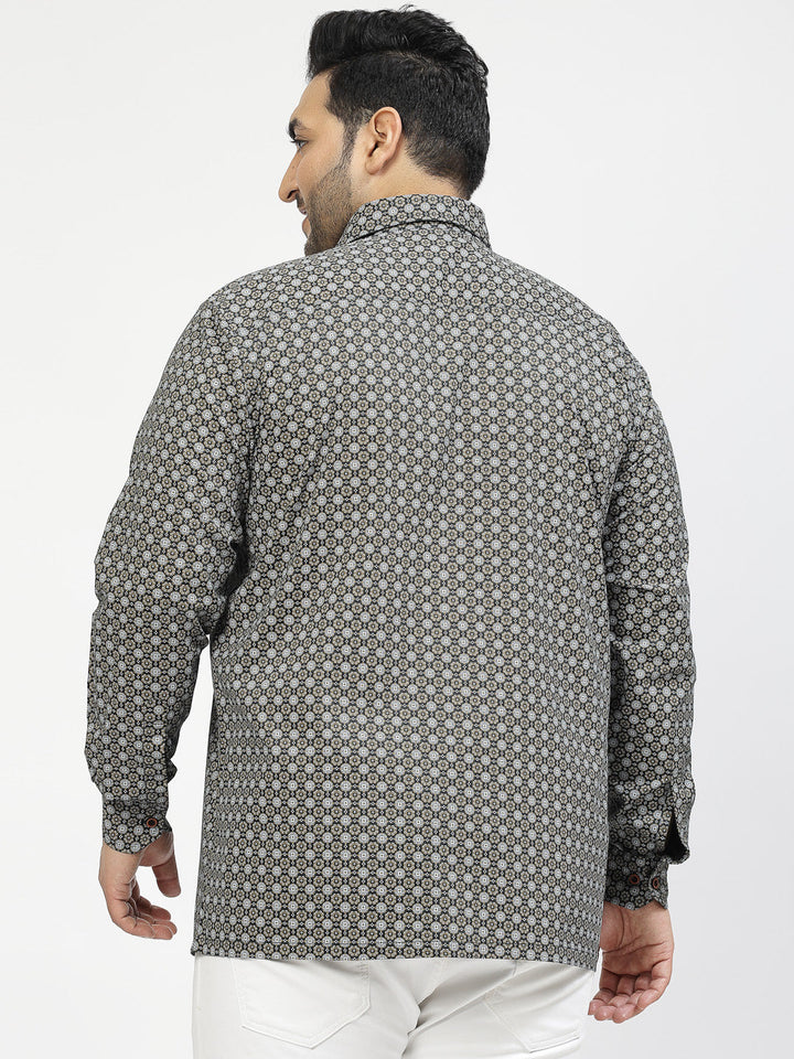 Plus Size Geometric Printed Casual Shirt