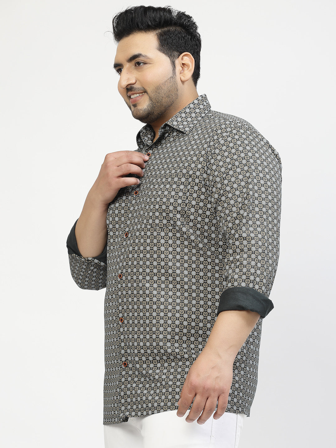 Plus Size Geometric Printed Casual Shirt