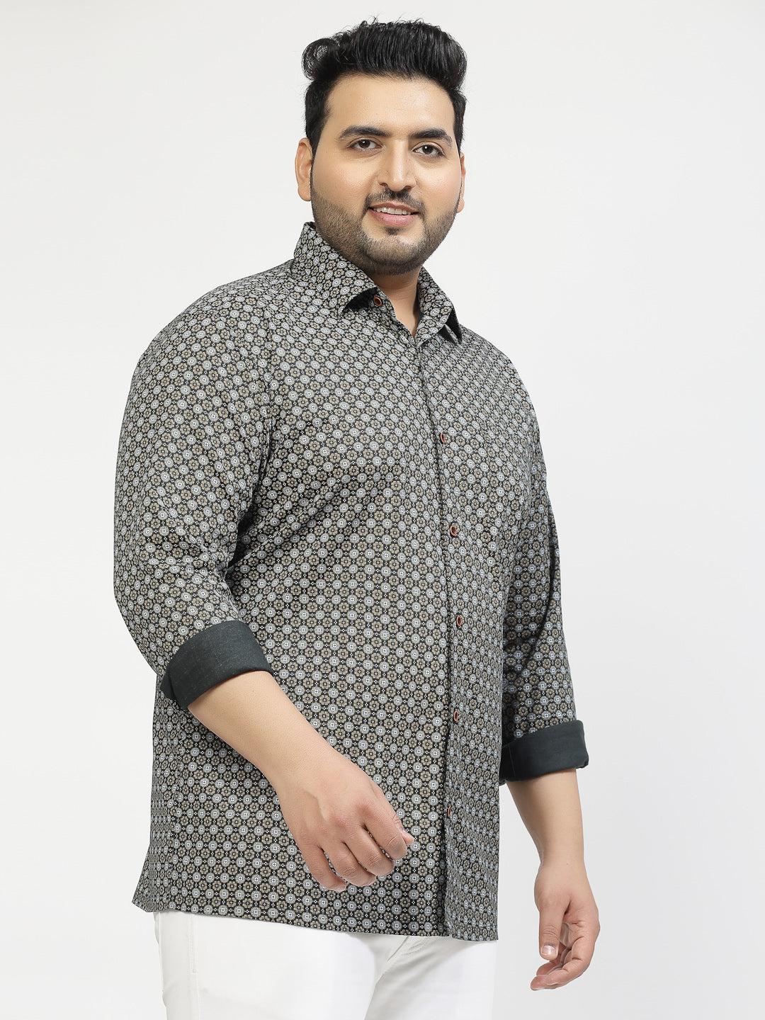 Plus Size Geometric Printed Casual Shirt