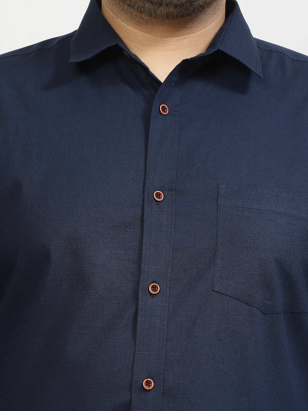 Men Plus Size Navy Blue Casual Shirt