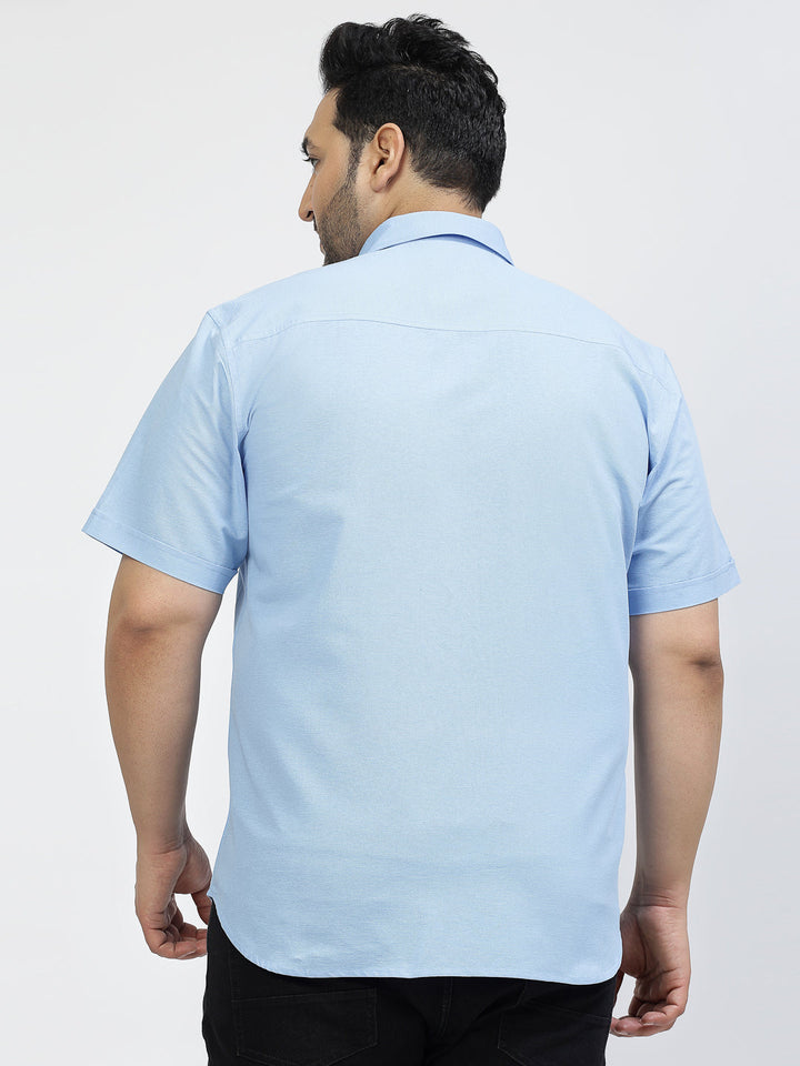 Spread Collar Cotton Opaque Casual Plus Size Shirt