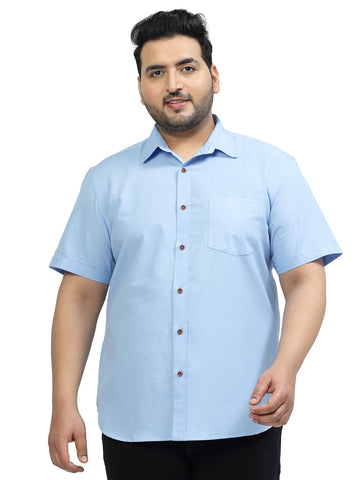 Spread Collar Cotton Opaque Casual Plus Size Shirt