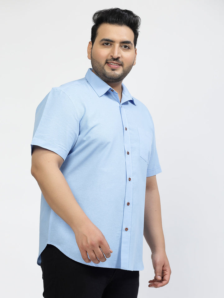 Spread Collar Cotton Opaque Casual Plus Size Shirt