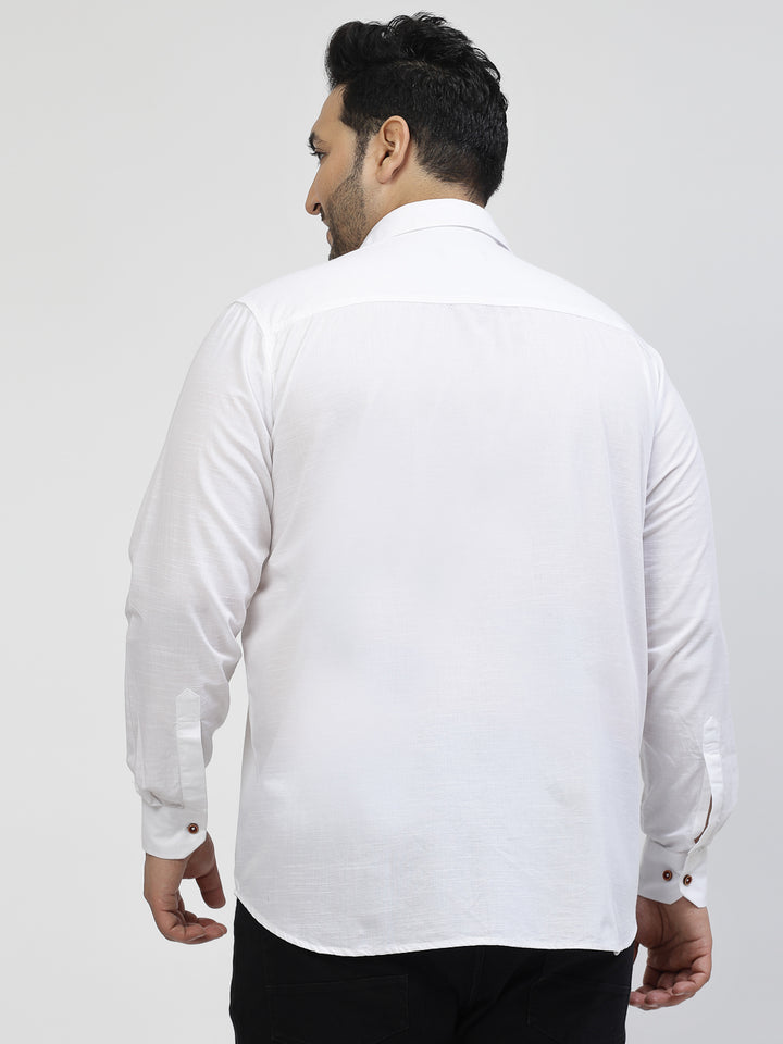 Men White Classic Regular Fit Solid Casual Shirt