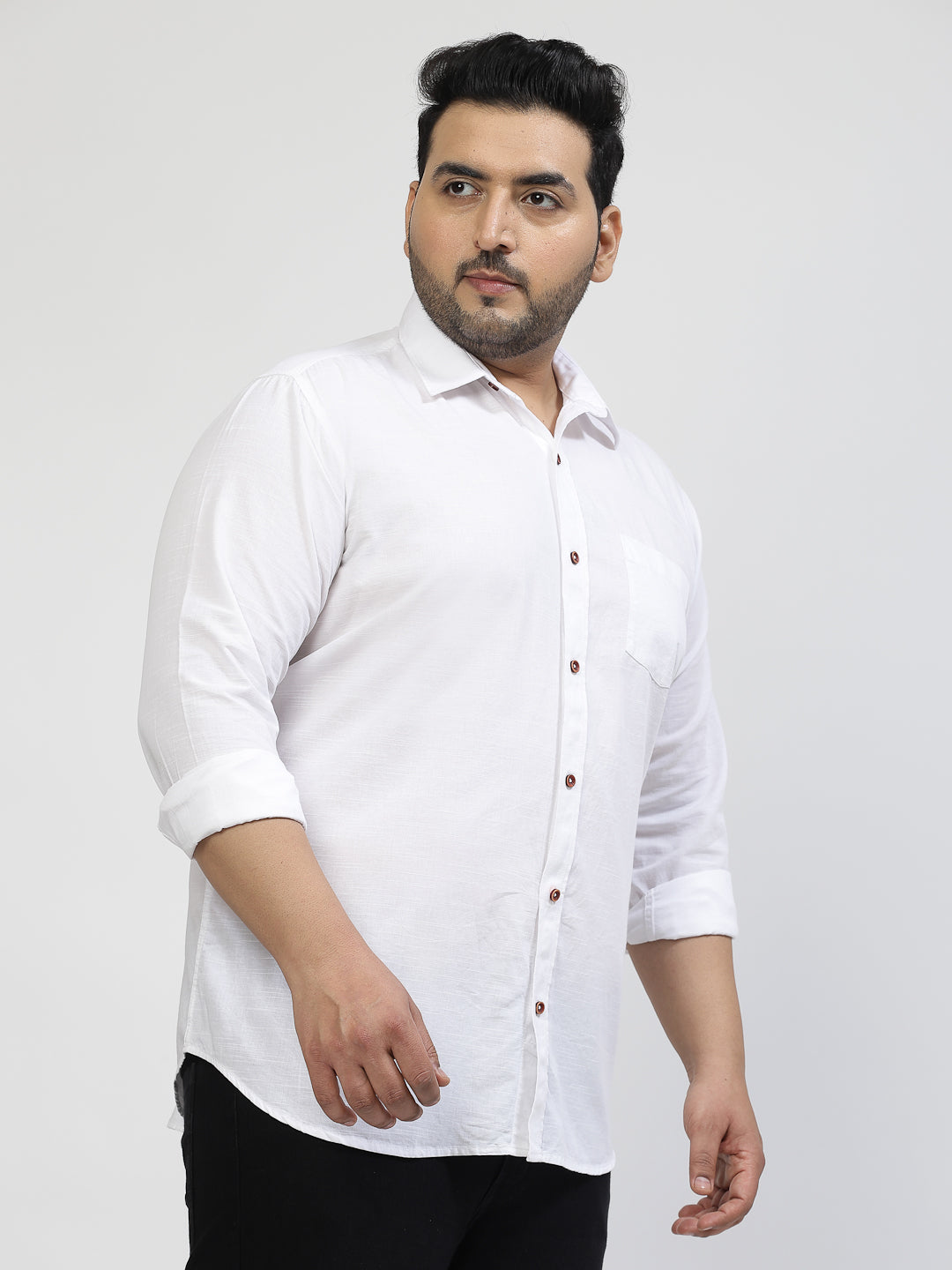 Men White Classic Regular Fit Solid Casual Shirt