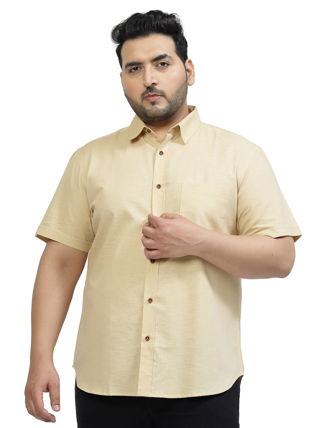 Plus Size Spread Collar Cotton Shirt