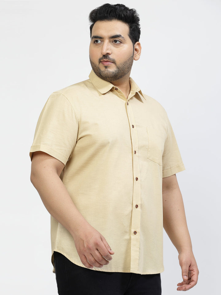 Plus Size Spread Collar Cotton Shirt