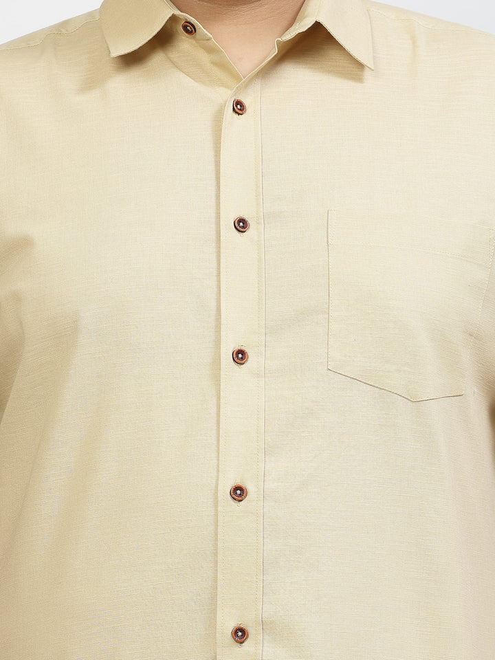 Plus Size Spread Collar Cotton Shirt