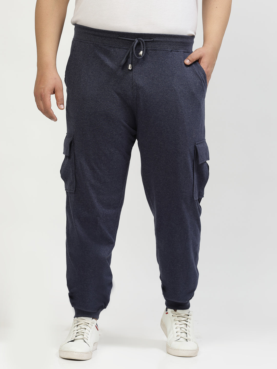 Men Navy Blue Mid-Rise Cotton Joggers