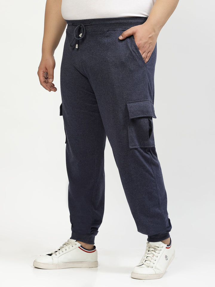 Men Navy Blue Mid-Rise Cotton Joggers