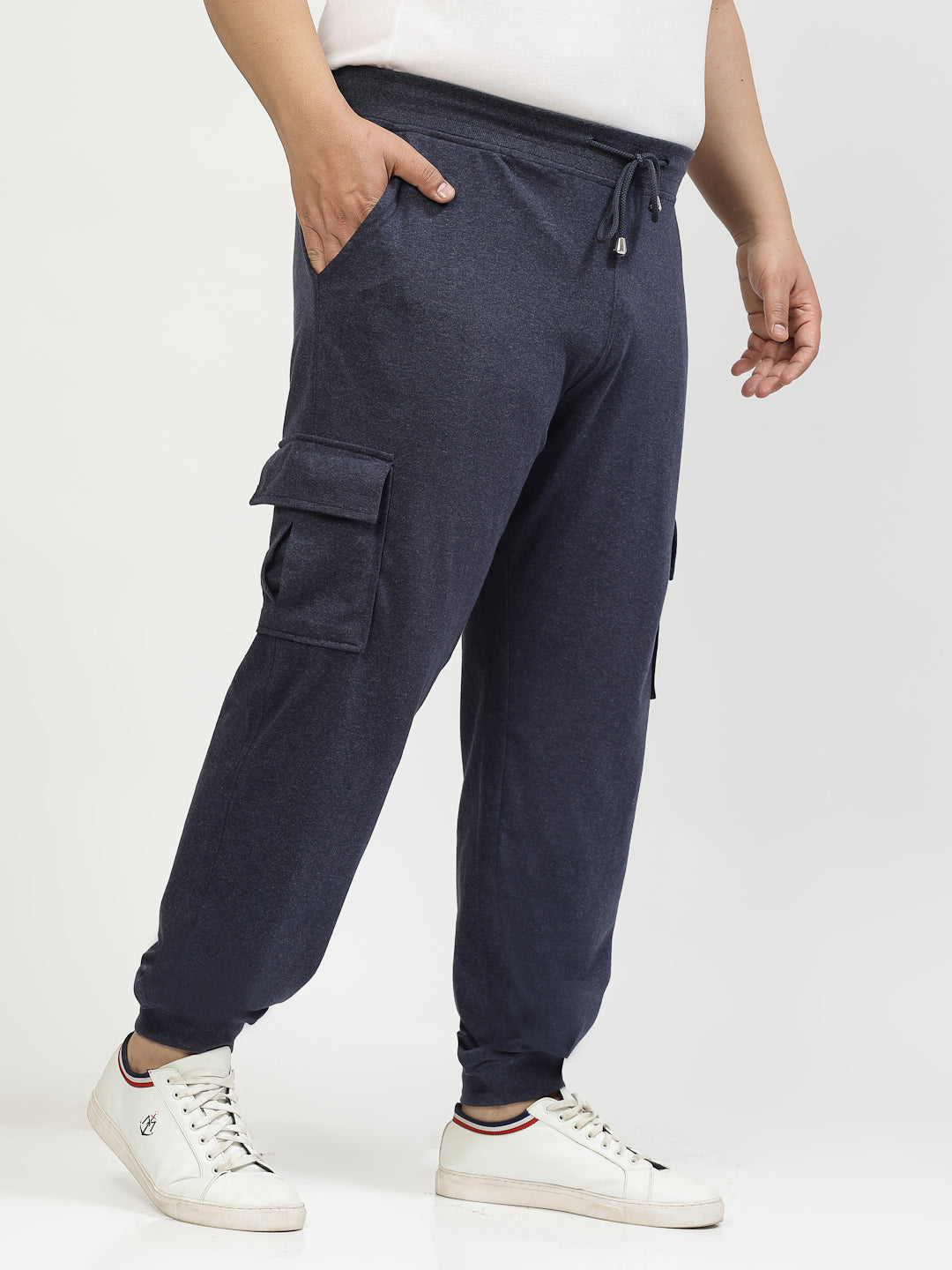 Men Navy Blue Mid-Rise Cotton Joggers