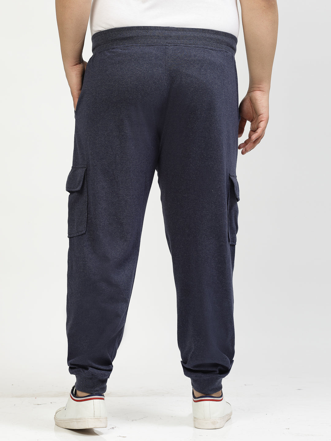 Men Navy Blue Mid-Rise Cotton Joggers