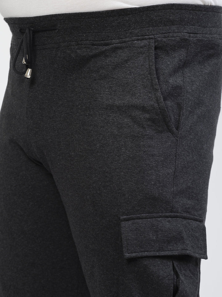 Men Charcoal Straight-Fit Cotton Joggers