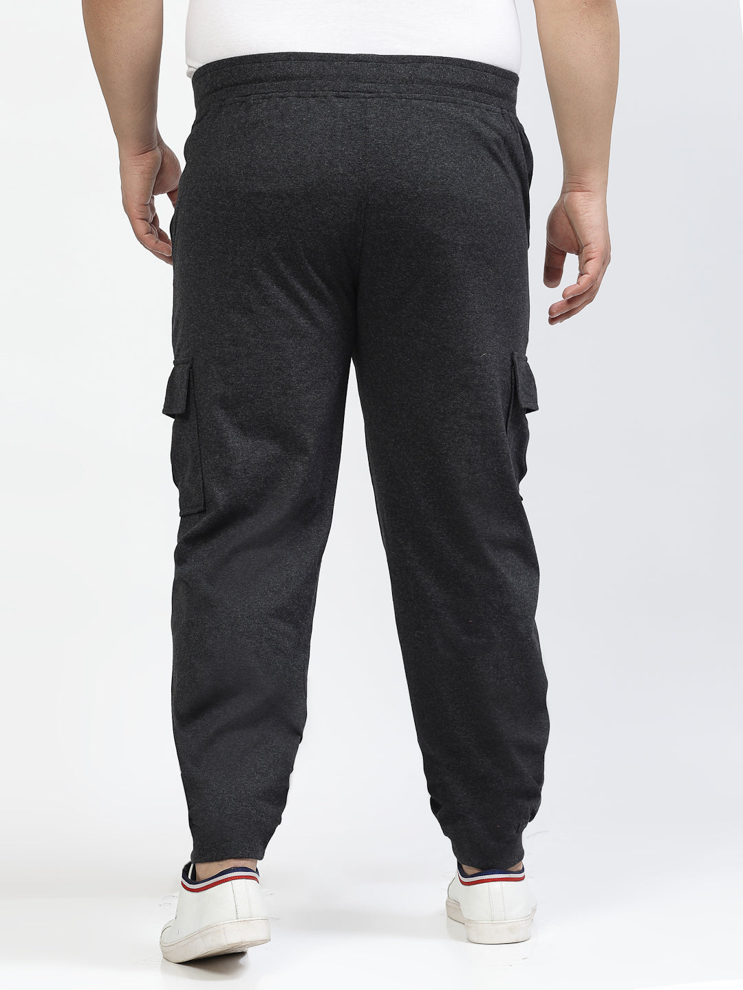 Men Charcoal Straight-Fit Cotton Joggers