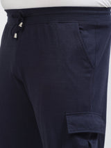 Men Navy Blue Mid Rise Cotton Joggers