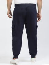 Men Navy Blue Mid Rise Cotton Joggers