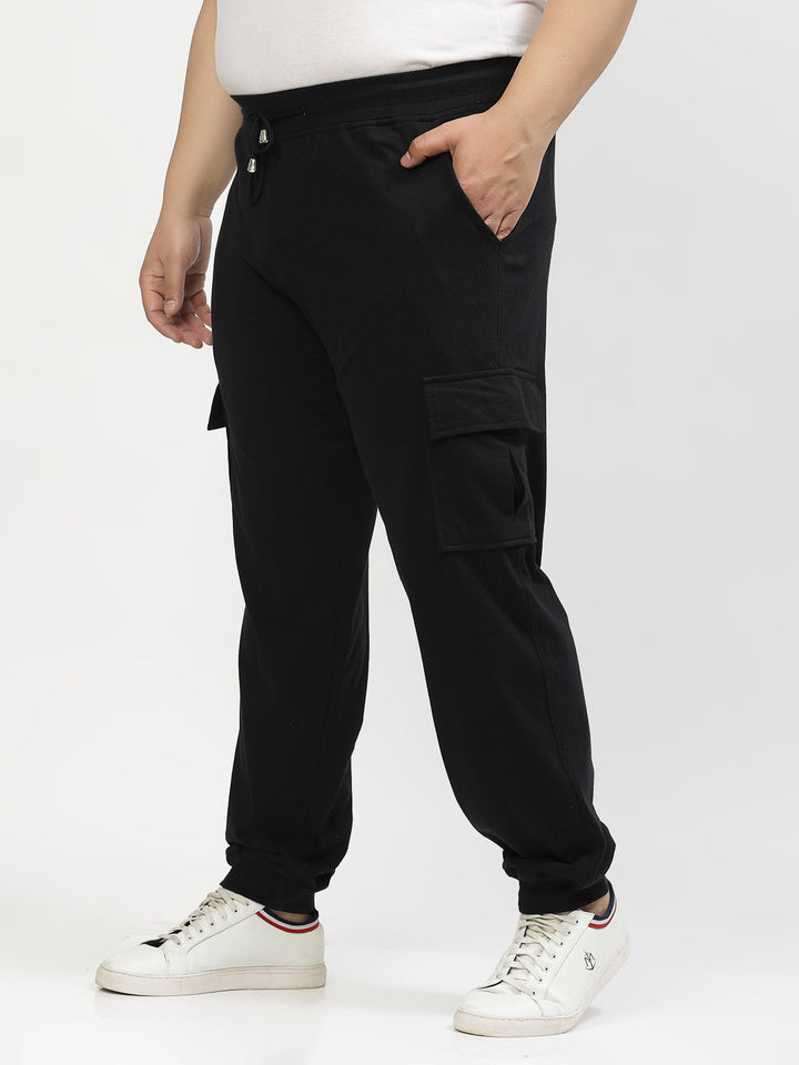 Men Black Mid-Rise Straight-Fit Cotton Joggers