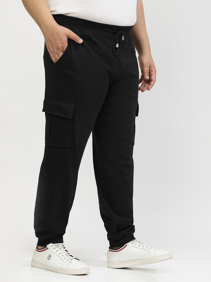 Men Black Mid-Rise Straight-Fit Cotton Joggers