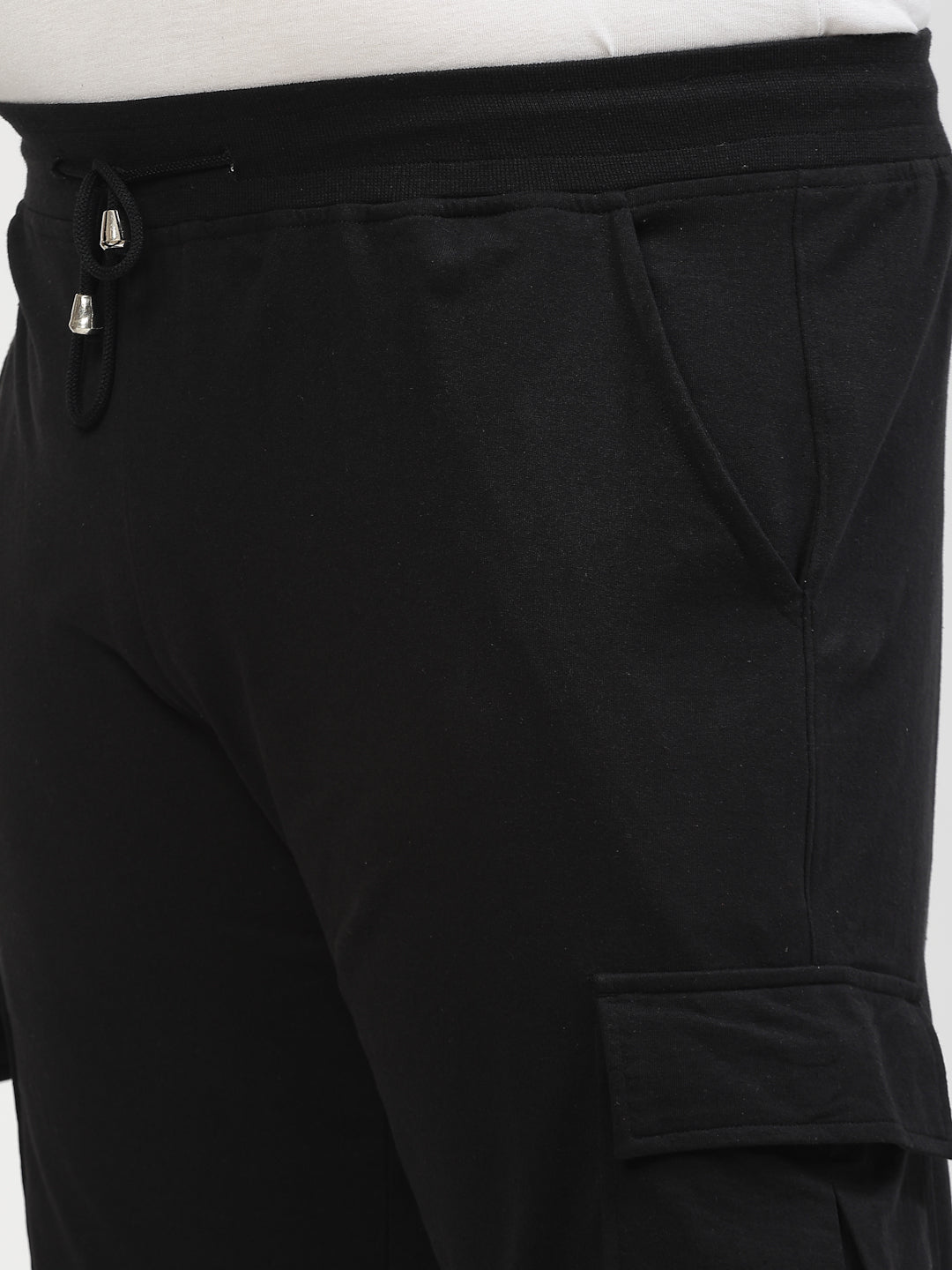 Men Black Mid-Rise Straight-Fit Cotton Joggers