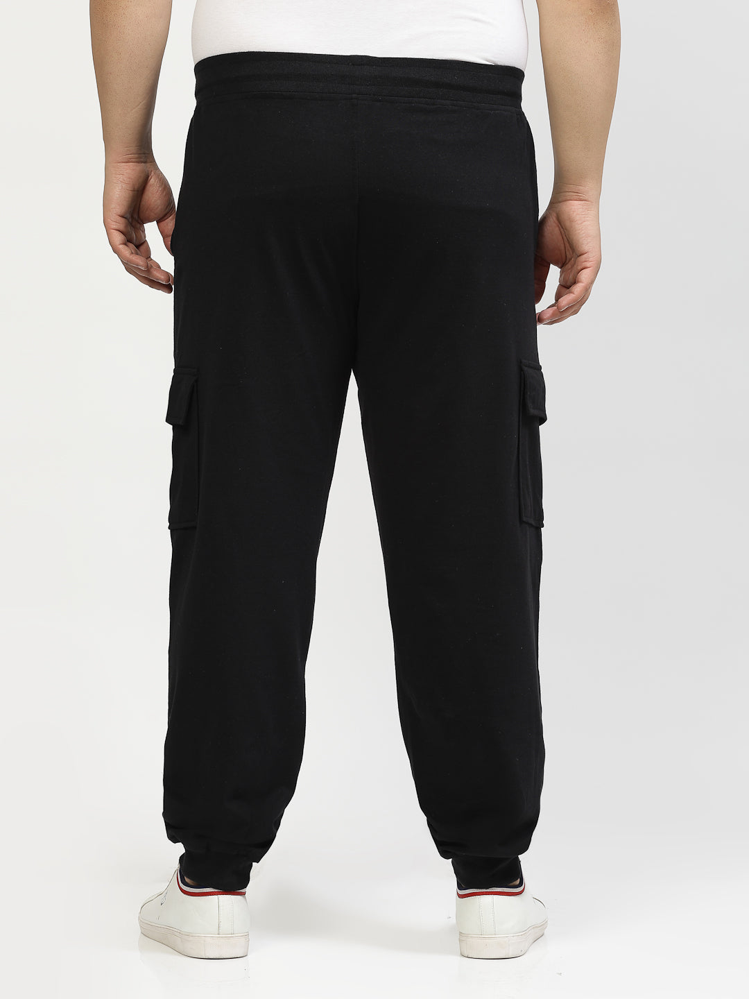 Men Black Mid-Rise Straight-Fit Cotton Joggers