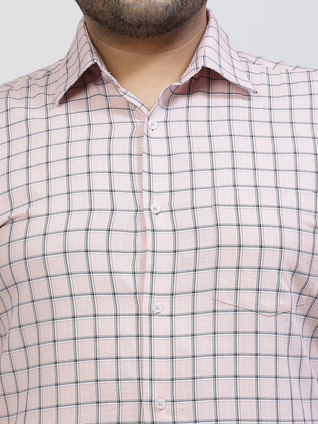 Checked Spread Collar Long Sleeves Cotton Casual Shirt