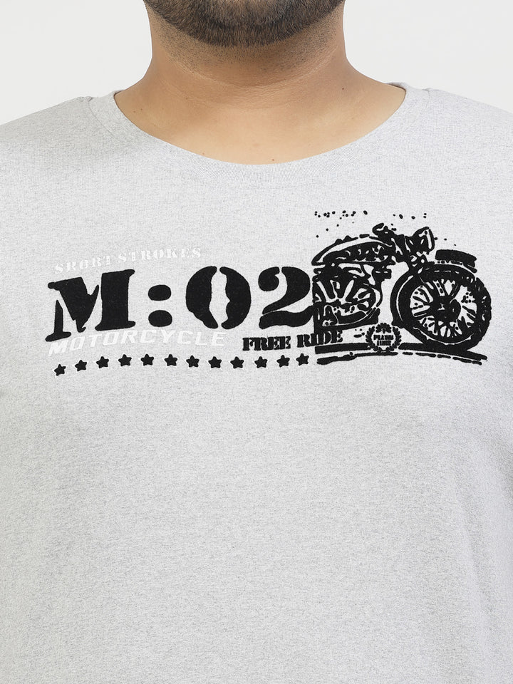 Plus Size Typography Printed Round Neck Short Sleeves Cotton T-shirt