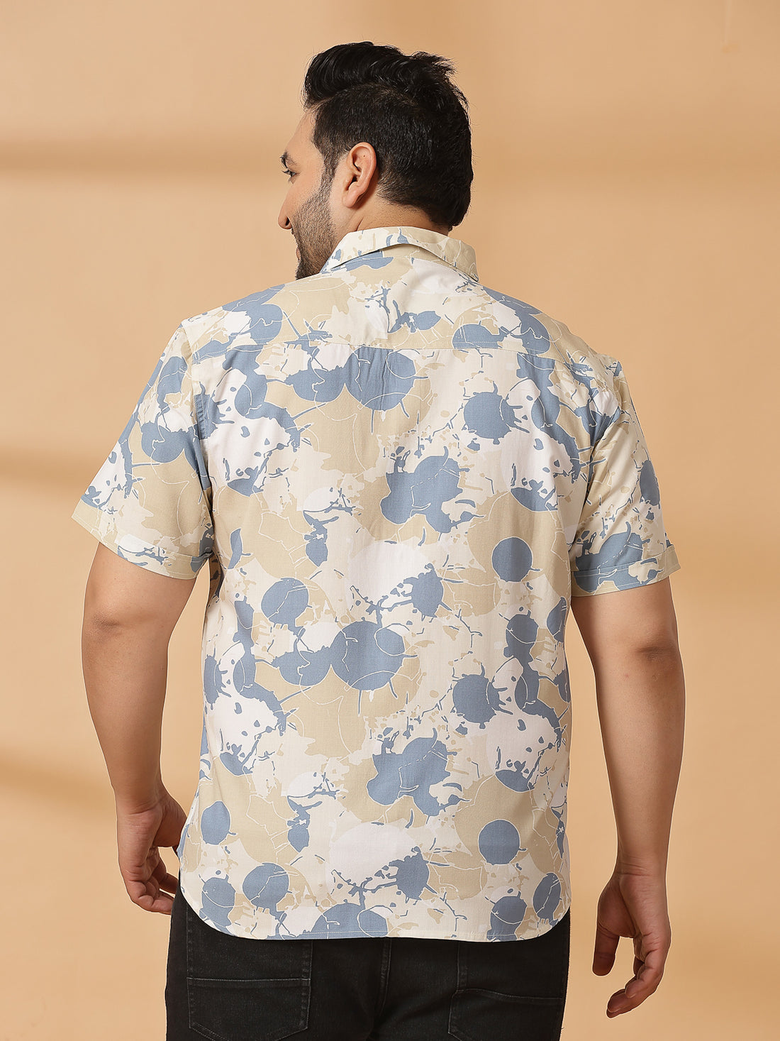 Floral Printed Spread Collar Cotton Opaque Casual Plus Size Shirt