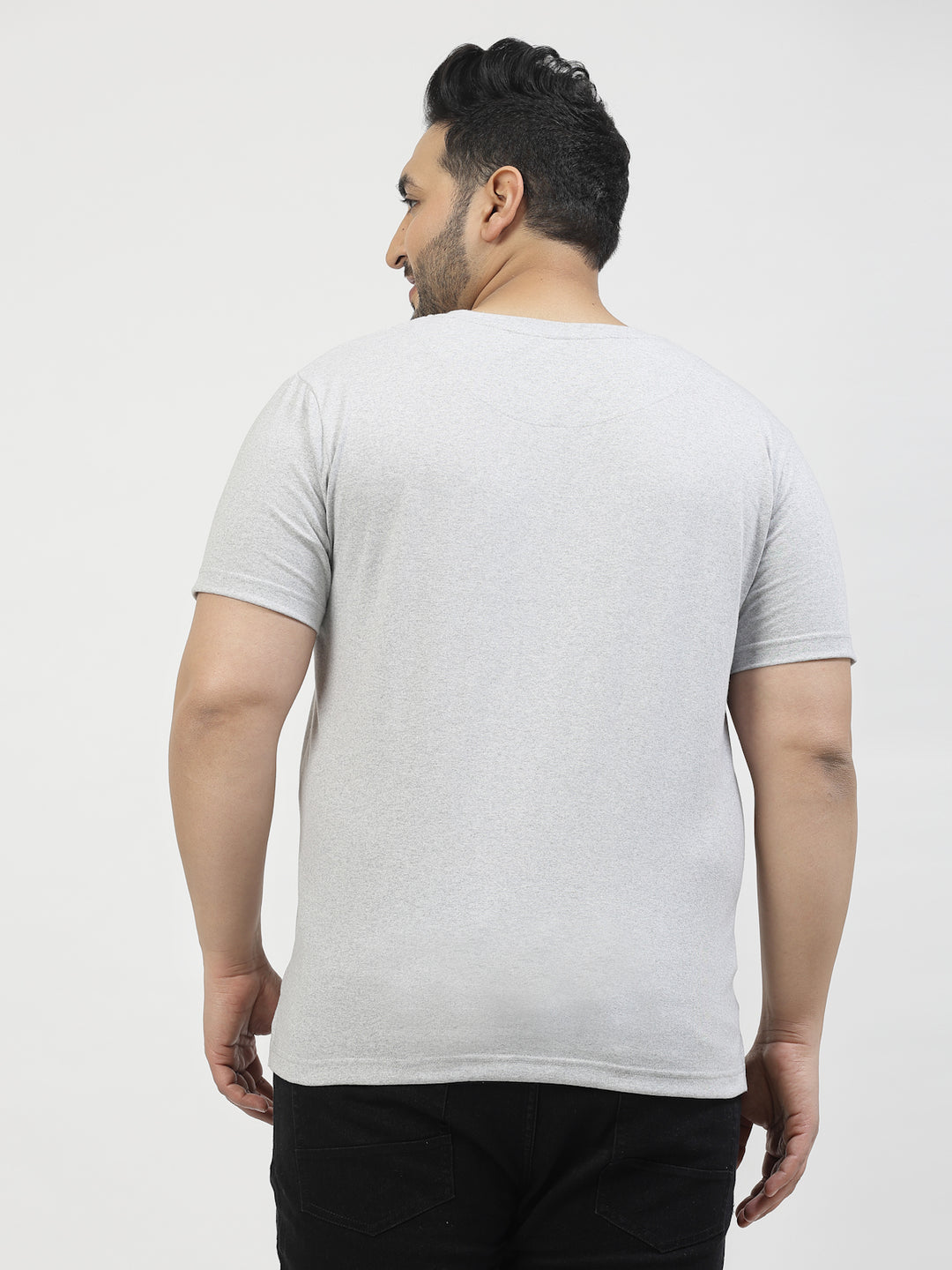 Plus Size Round Neck Pure Cotton T-shirt