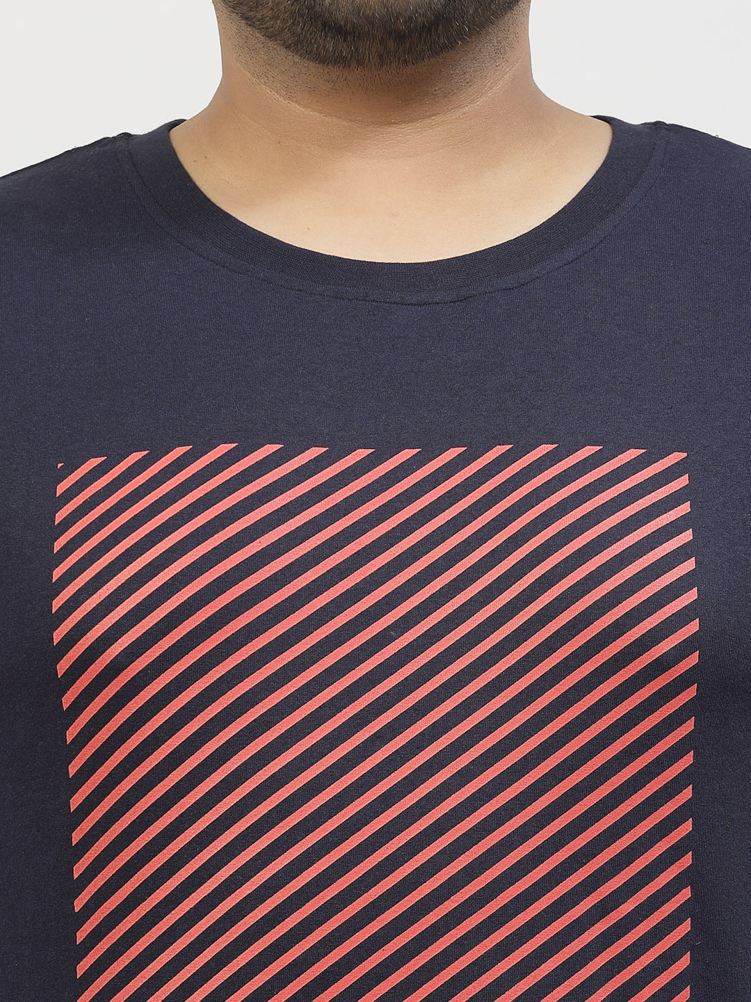 Men Navy Blue Printed Pure Cotton T-shirt