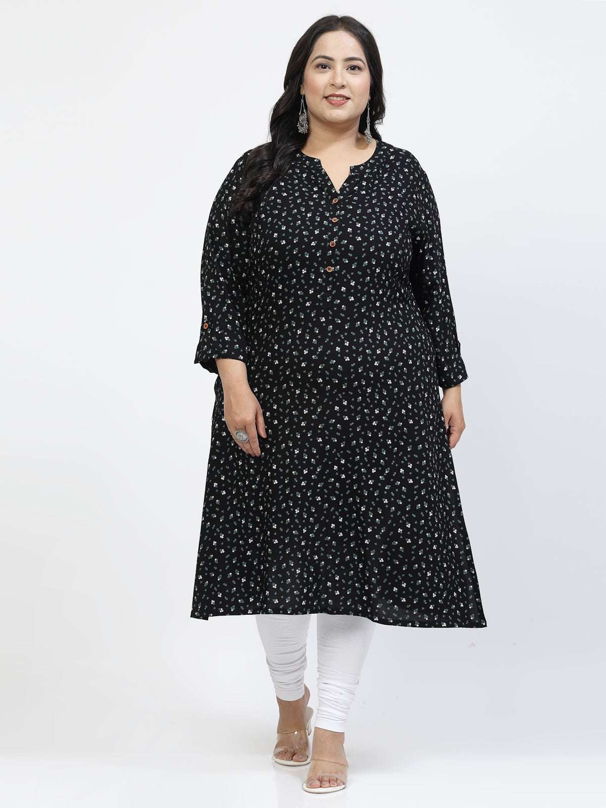 Ethnic Motifs Printed Mandarin Collar A-Line Regular Kurta