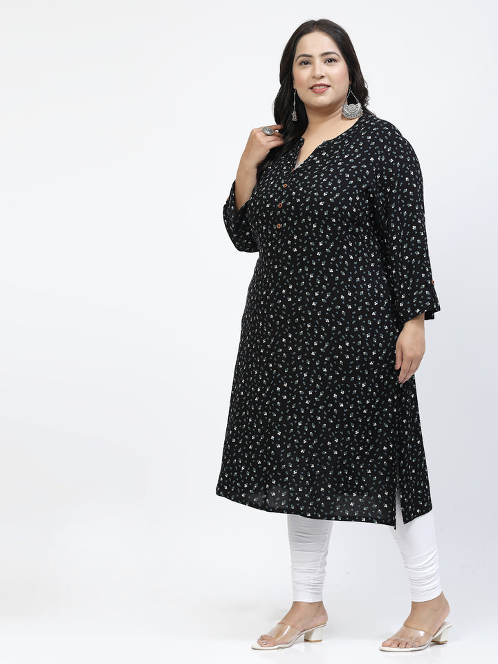 Ethnic Motifs Printed Mandarin Collar A-Line Regular Kurta