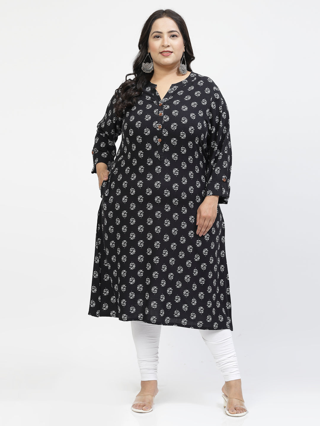 Ethnic Motifs Printed Mandarin Collar A-Line Regular Kurta